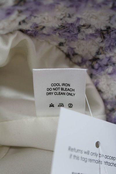 Assignment Womens Checkered Printed Knit Bucket Hat White Purple Size M/L