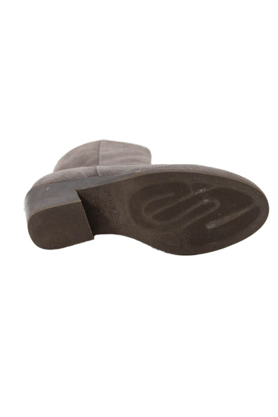 Gentle Souls Womens Side Zip Block Heel Suede Ankle Booties Gray Suede Size 6