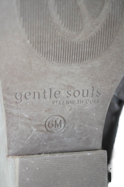 Gentle Souls Womens Side Zip Block Heel Suede Ankle Booties Gray Suede Size 6