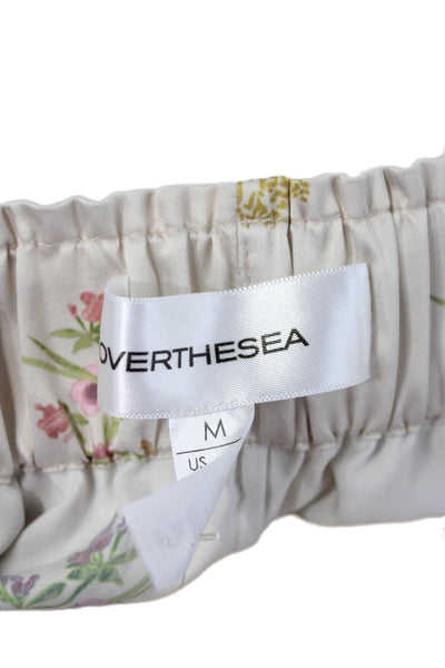 Over The Sea Womens Peasant Mini Skirt Beige Floral Knee Length Size 6