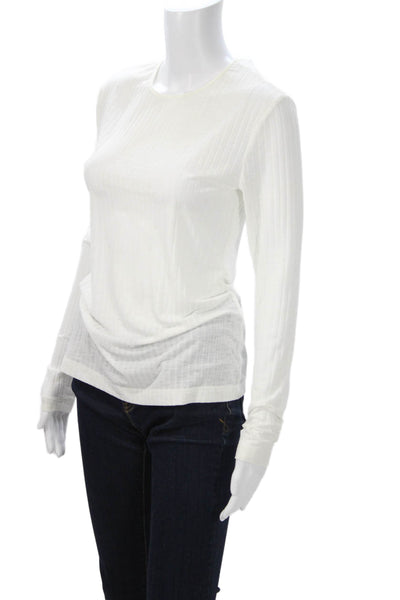 Third Form Women Basic Striped White Long Sleeve Crew Neck T-Shirt Size S