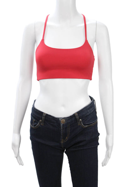 Girlfriend Collective Womens Spaghetti Strap Stretch Knit Sports Bra Red Size XS