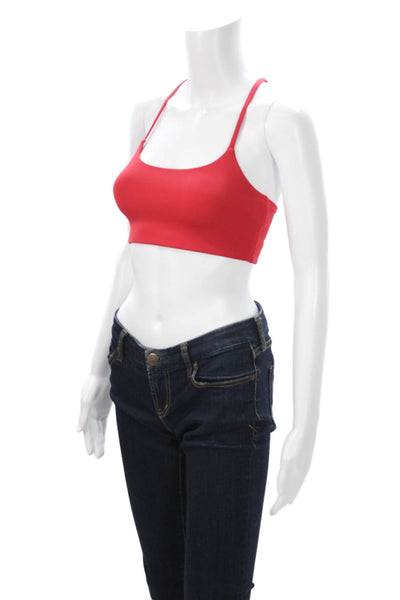 Girlfriend Collective Womens Spaghetti Strap Stretch Knit Sports Bra Red Size XS
