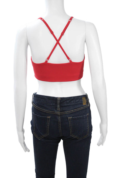 Girlfriend Collective Womens Spaghetti Strap Stretch Knit Sports Bra Red Size XS