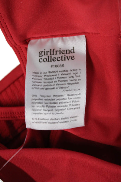 Girlfriend Collective Womens Spaghetti Strap Stretch Knit Sports Bra Red Size XS