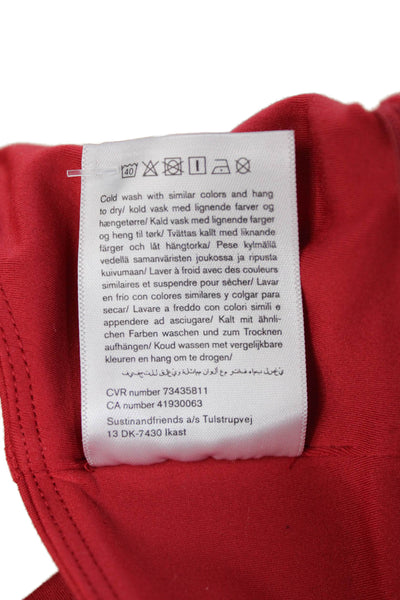 Girlfriend Collective Womens Spaghetti Strap Stretch Knit Sports Bra Red Size XS