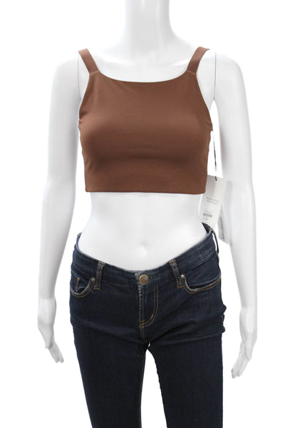 Girlfriend Collective Women Cropped Tank Brown Square Neck Sleeveless Size XS
