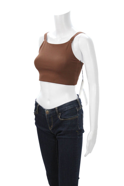 Girlfriend Collective Women Cropped Tank Brown Square Neck Sleeveless Size XS