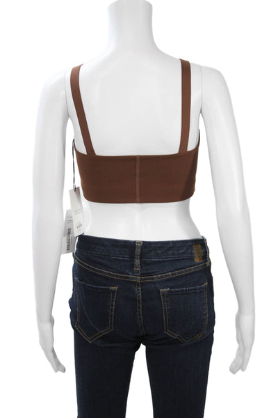 Girlfriend Collective Women Cropped Tank Brown Square Neck Sleeveless Size XS