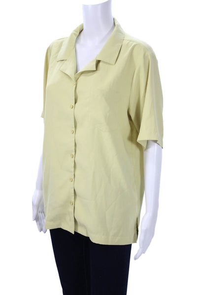 Steele Womens Collared Basic Button-Up Beige Short Sleeve Top Size S