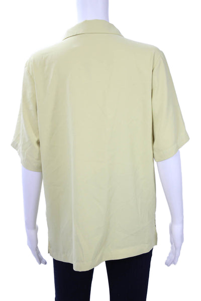 Steele Womens Collared Basic Button-Up Beige Short Sleeve Top Size S