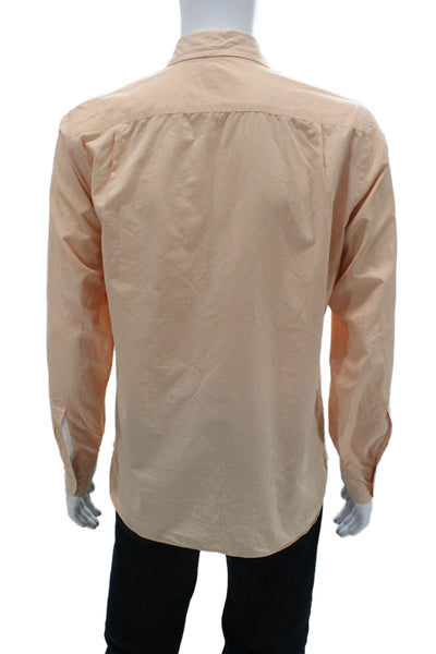 J Crew Mens Striped Button Down Shirt Orange White Cotton Size 15-15.5