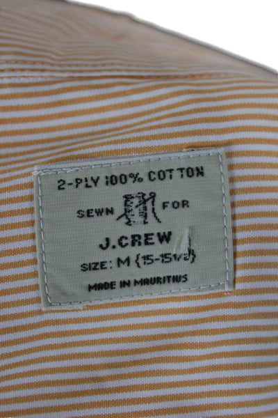 J Crew Mens Striped Button Down Shirt Orange White Cotton Size 15-15.5