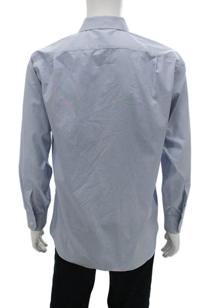 J Crew Mens Light Blue Striped Spread Long Sleeve Dress Shirt Size 16