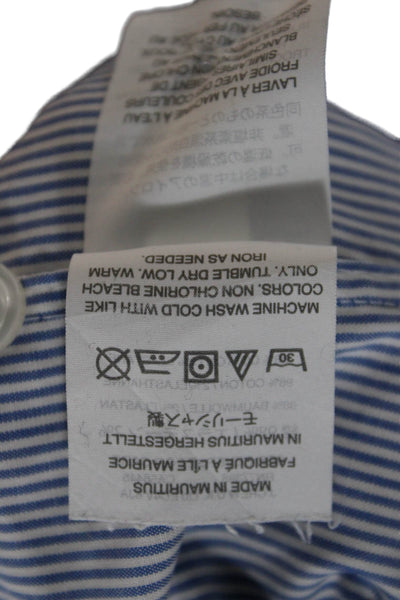 J Crew Mens Light Blue Striped Spread Long Sleeve Dress Shirt Size 16