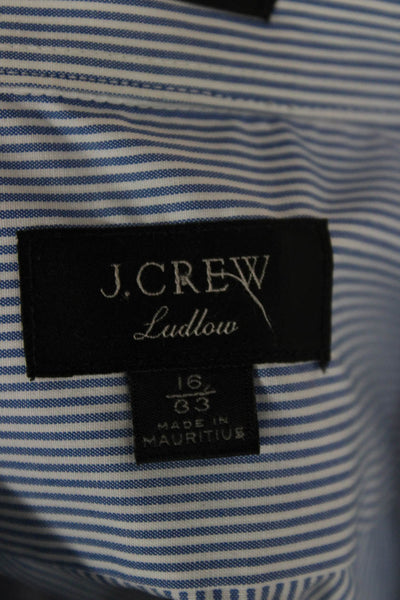 J Crew Mens Light Blue Striped Spread Long Sleeve Dress Shirt Size 16