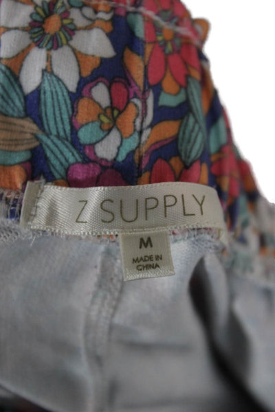 Z Supply Women Blue Floral Square Neck Spaghetti Strap Romper Size M