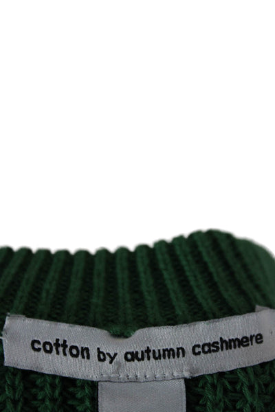 Cotton By Autumn Cashmere Unisex Green Crewneck Pullover Long Sleeve Size M