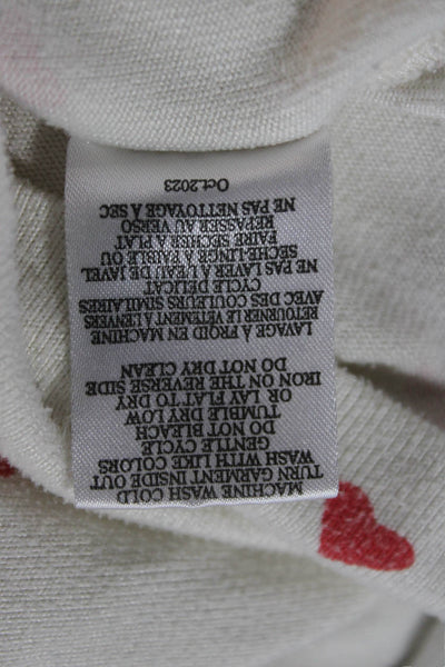 Z Supply Women Pullover Sweatshirts White Heart Crew Neck Long Sleeve Size M