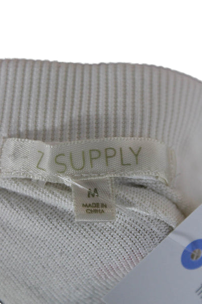 Z Supply Women Pullover Sweatshirts White Heart Crew Neck Long Sleeve Size M