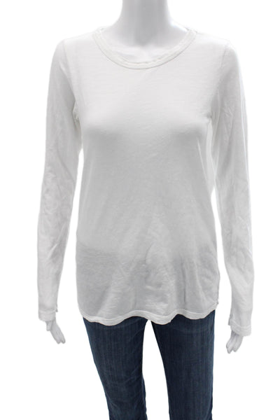 Velvet Womens Basic White Long Sleeve Crew Neck T-Shirt Size M