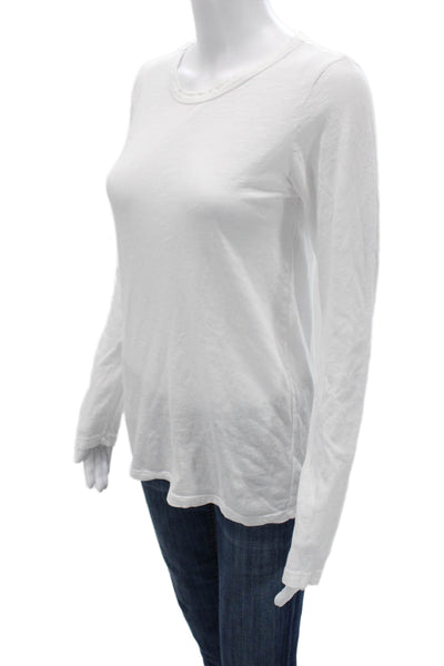 Velvet Womens Basic White Long Sleeve Crew Neck T-Shirt Size M