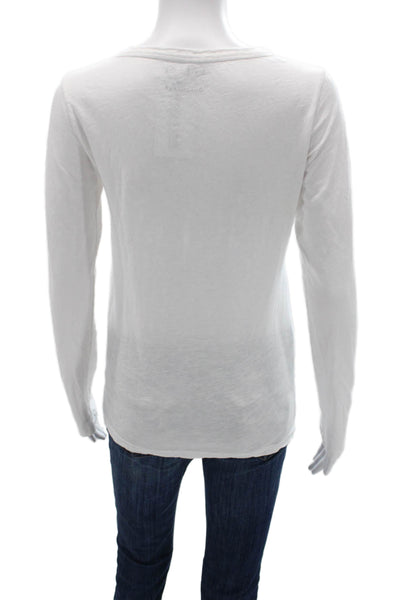 Velvet Womens Basic White Long Sleeve Crew Neck T-Shirt Size M