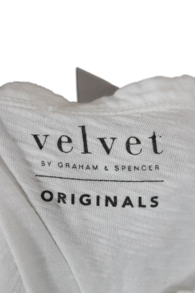 Velvet Womens Basic White Long Sleeve Crew Neck T-Shirt Size M