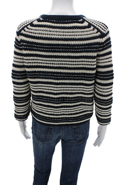 Vince Unisex Cardigan Dark Blue Striped Cotton Button Size XS