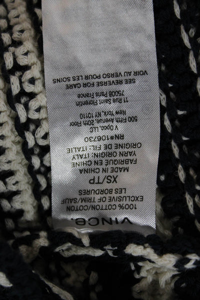 Vince Unisex Cardigan Dark Blue Striped Cotton Button Size XS
