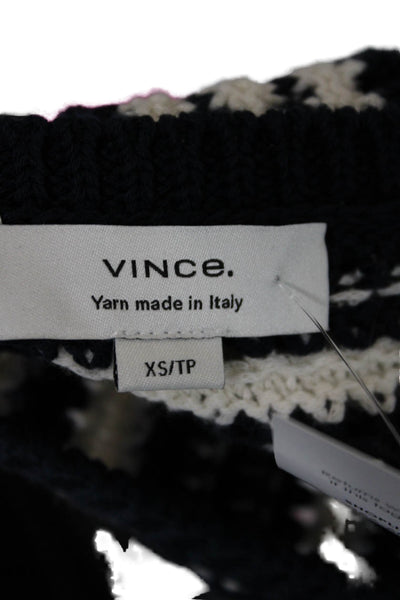 Vince Unisex Cardigan Dark Blue Striped Cotton Button Size XS