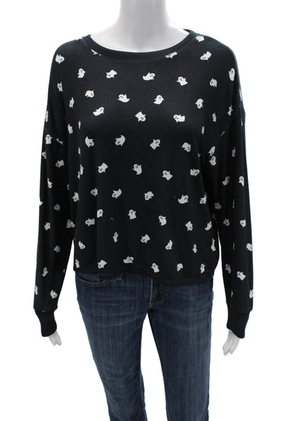 Z Supply Womens Pullover Sweatshirt Black Halloween Crewneck Long Sleeve Size S