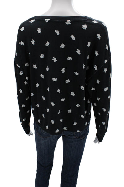 Z Supply Womens Pullover Sweatshirt Black Halloween Crewneck Long Sleeve Size S