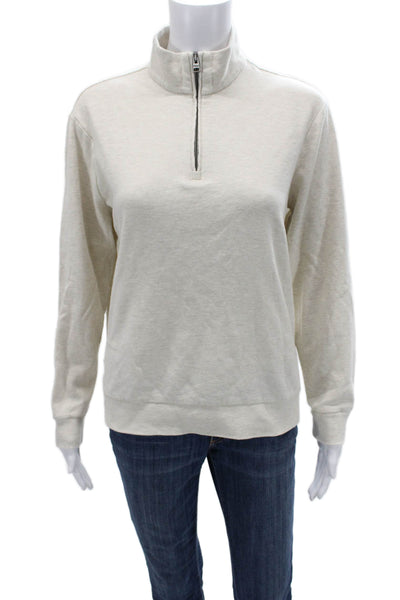 Polo Ralph Lauren Unisex Beige Zip Mock Neck Sweatshirt Long Sleeve Size S