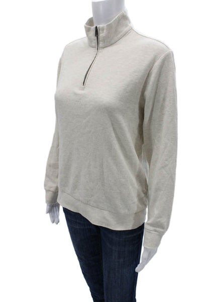 Polo Ralph Lauren Unisex Beige Zip Mock Neck Sweatshirt Long Sleeve Size S