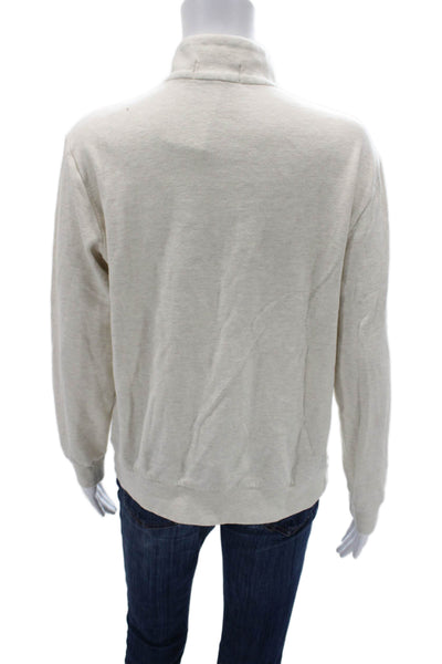 Polo Ralph Lauren Unisex Beige Zip Mock Neck Sweatshirt Long Sleeve Size S