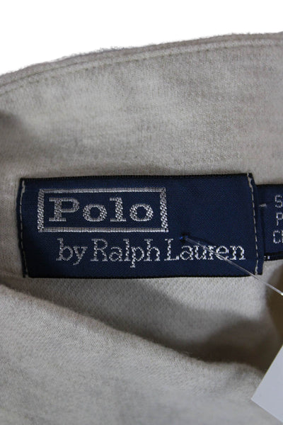 Polo Ralph Lauren Unisex Beige Zip Mock Neck Sweatshirt Long Sleeve Size S