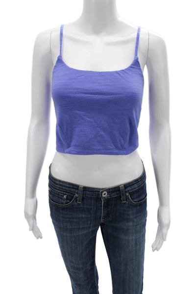 Z Supply Women Cropped Camisole Purple Square Neck Spaghetti Strap Size M