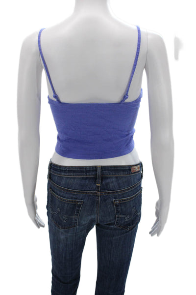 Z Supply Women Cropped Camisole Purple Square Neck Spaghetti Strap Size M