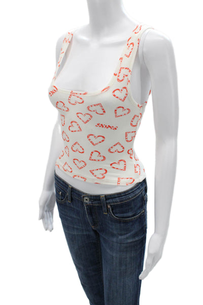 Skims Womens White Square Neck Cropped Camisole Sleeveless Size S