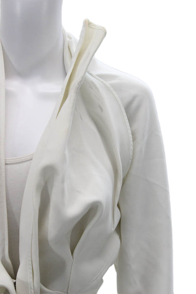 Maticevski Women Designer White Tie Waist Long Sleeve Coat Poly Nylon Size S