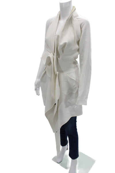 Maticevski Women Designer White Tie Waist Long Sleeve Coat Poly Nylon Size S