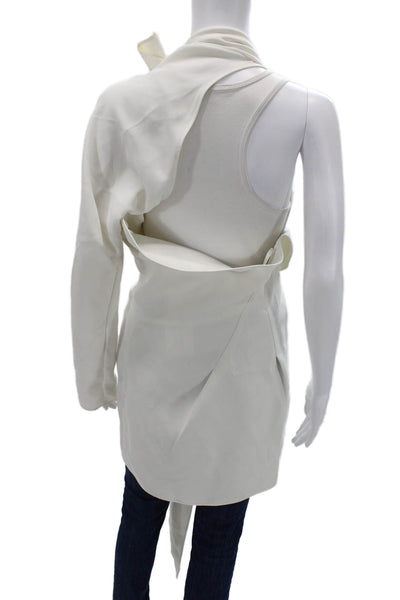 Maticevski Women Designer White Tie Waist Long Sleeve Coat Poly Nylon Size S