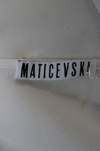 Maticevski Women Designer White Tie Waist Long Sleeve Coat Poly Nylon Size S