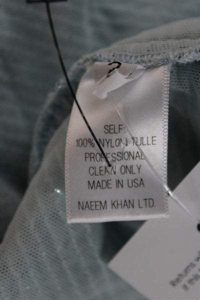 Naeem Khan Women Green Vneck Longsleeve Bodycon Sheath Dress Tulle Size 2