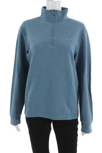 Vineyard Vines Unisex Henley Sweatshirt Blue Zip Mock Neck Long Sleeve Size S