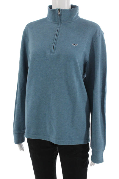 Vineyard Vines Unisex Henley Sweatshirt Blue Zip Mock Neck Long Sleeve Size S