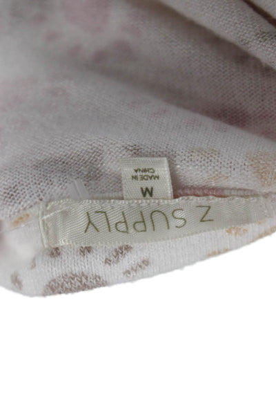 Z Supply Womens Cropped V-Neck Graphic T-Shirt Short Sleeve White Size M