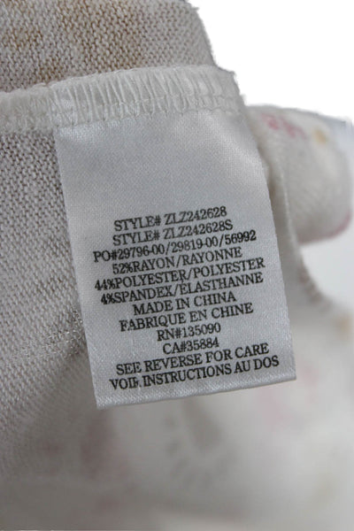Z Supply Womens Cropped V-Neck Graphic T-Shirt Short Sleeve White Size M
