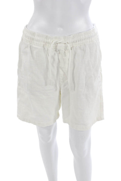 Zara Mens White Bermuda Shorts 100% Cotton Drawstring Beach Size M